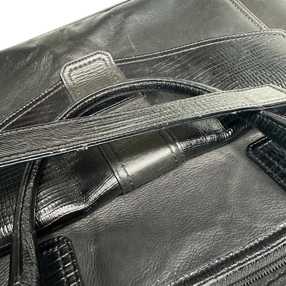 LEVENGER Leather Black Messenger Bag Briefcase Laptop